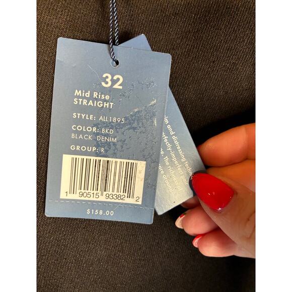 Nic+Zoe NEW Premium Black Denim Mid Rise Straight Jeans 32 x 28 Neutral Frayed - Picture 5 of 12